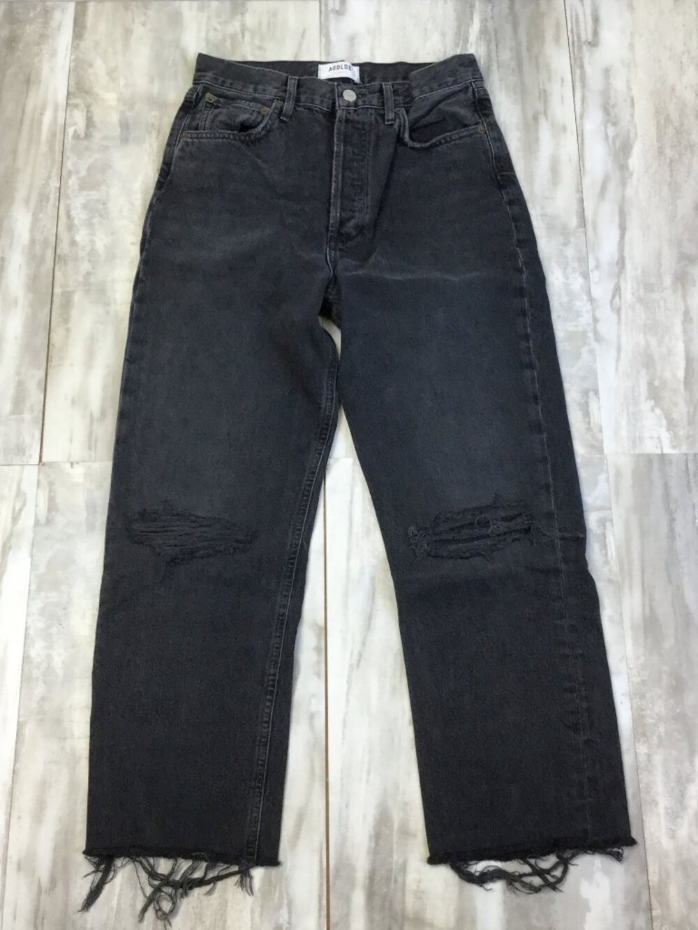 Agolde Black Distressed Raw Hem Jean 26